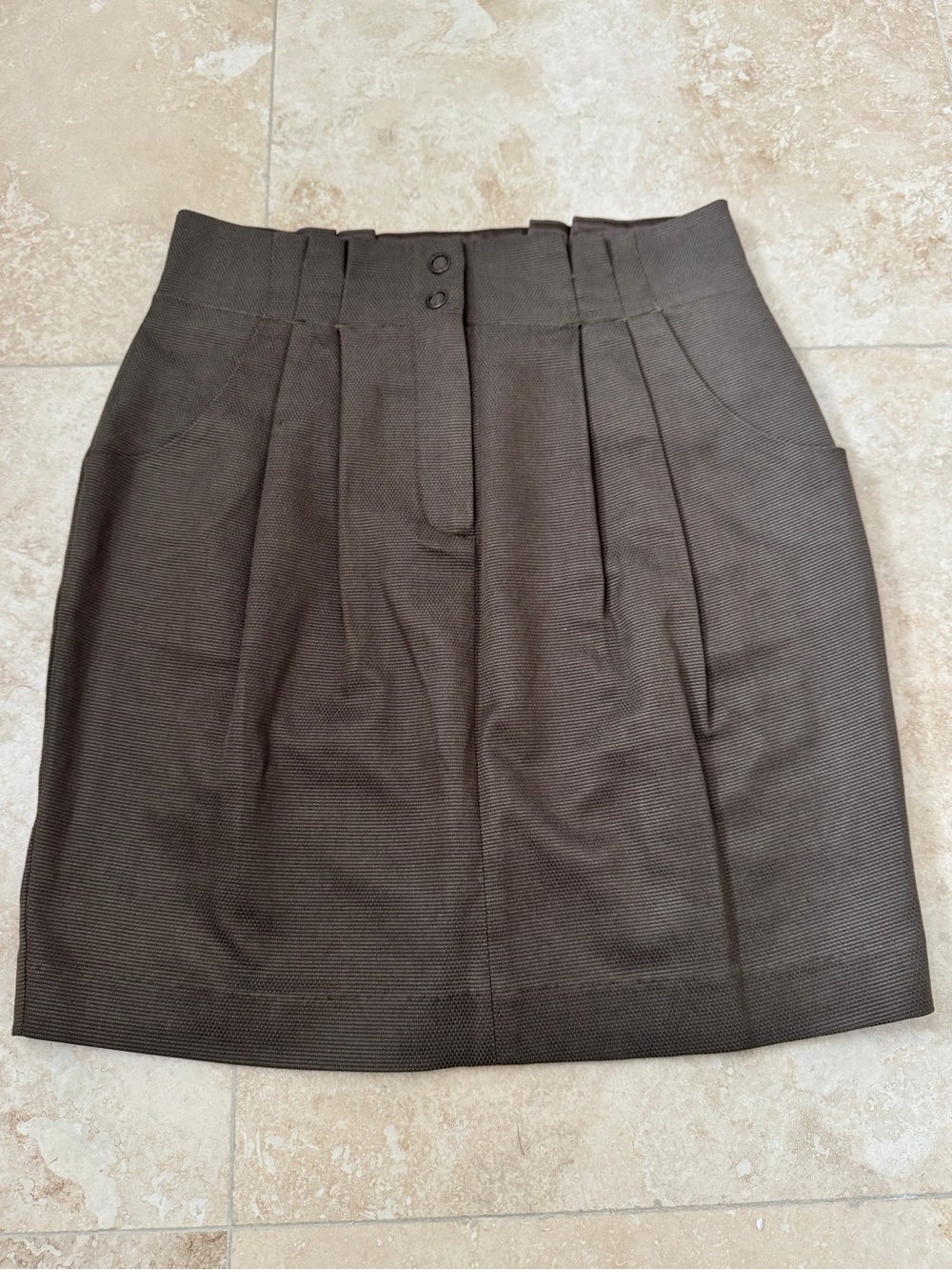 Sportsgirl Brown High Waist Pleated Tailored Mini Skirt Size 8